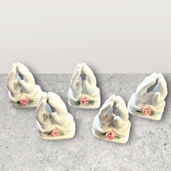 Vintage Lot/5 Praying Hands Ceramic Bundle/5 Centerpiece Craft - Picture 9 of 15